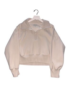 Abercrombie & Fitch Cream Quarter-Zip Fleece Pullover